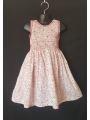 Robe smocks sans manches en coton imprimé petites fleurs rose