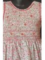 Robe smocks sans manches en coton imprimé petites fleurs rose