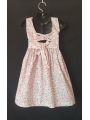 Robe smocks sans manches en coton imprimé petites fleurs rose