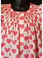 Chemise de nuit smocks en coton imprimé cœur rose fuchsia 