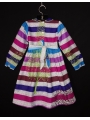 Robe smocks en coton rayures multicolore manches longues