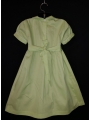 Robe smocks manches ballons en coton piqué vert anis