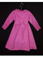 Robe smocks manches longues en coton piqué fuchsia