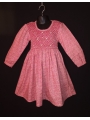 Robe smocks manches longues en tissu finette imprimé petites fleurs roses