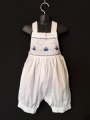 Barboteuse salopette en coton blanc motif petit bateau