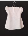 blouse smocks manches volantes en coton blanc imprimé