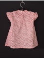 blouse smocks manches volantes en coton imprimé petites fleurs rouge et rose