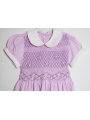 Robe smock en coton violet fines rayures blanches