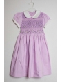 Robe smock en coton violet fines rayures blanches