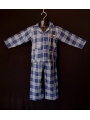 Pyjama chemise pantalon en coton carreaux bleu et gris