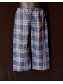 Pyjama chemise pantalon en coton carreaux bleu et gris