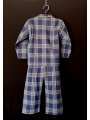Pyjama chemise pantalon en coton carreaux bleu et gris