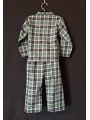 Pyjama chemise pantalon en coton carreaux bleu et vert