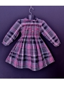 Robe smocks manches longues en coton carreaux rose noir