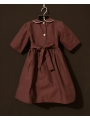 Robe smocks manches 3/4 col Claudine en coton grenat