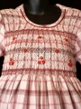 Robe smocks manches 3/4 en coton carreaux écossais rose