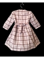 Robe smocks manches 3/4 en coton carreaux écossais rose