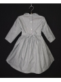 Robe smocks manches 3/4 col Claudine en coton gris