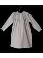 Chemise de nuit smocks longue manches longues en coton bleu ciel