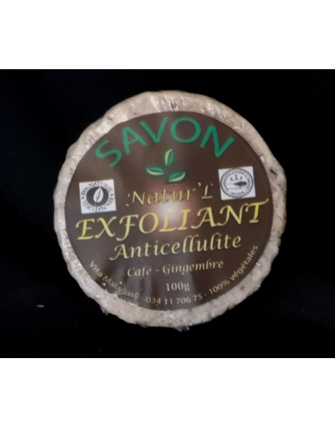 Savon Exfoliant Anticellulite au café et gingembre 100% naturel