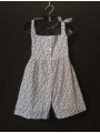 Combi short smocks en coton fleuri bleu