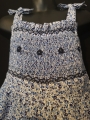 Combi short smocks en coton fleuri bleu