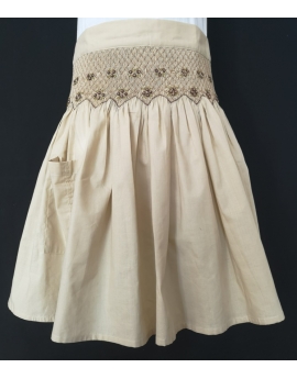 Tablier smocks en coton beige