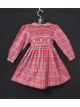 Robe smocks manches longues rouge et bleu carreaux écossais