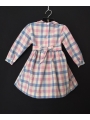 Robe smocks manches longues rose, bleu ciel en coton vichy