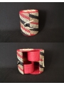 Petite boite à bijoux en raphia multicolore avec compartiments