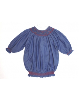 Tunique broderie smocks manches 3/4 6 ans