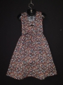 Robe smocks sans manches en coton noir imprimé fleur multicolore