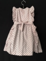 Robe smocks sans manches à volants en coton rose pâle imprimé