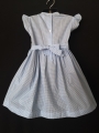 Robe smocks manches volantes en coton vichy bleu ciel