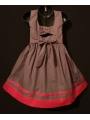 Robe smocks sans manches en coton gris foncé à pois rouge