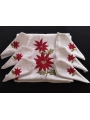 Nappe de table avec 12 serviettes blanches brodées à la main à motif Poinsettia
