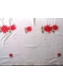 Nappe de table avec 12 serviettes blanches brodées à la main à motif Poinsettia