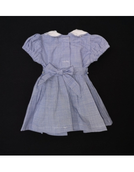 Robe smocks en coton bleu pour poupée 36 cm