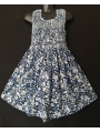 Robe smocks en coton imprimé fleur bleu