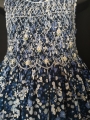 Robe smocks en coton imprimé fleur bleu