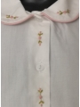 Chemise manches courte brodée fleur bordure rose