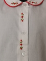 Chemise manches courte brodée fleur bordure rouge