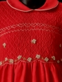 Robe smocks manches courtes en coton rouge