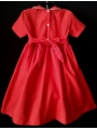 Robe smocks manches courtes en coton rouge