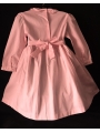 Robe smocks manches longues col Pierrot en coton piqué rose