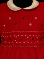 Robe smocks manches ballons col Claudine en coton rouge