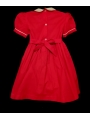 Robe smocks manches ballons col Claudine en coton rouge