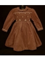 Robe smocks manches longues en velours marron