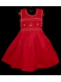 Robe smocks sans manches en coton piqué rouge foncé