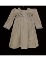 Chemise de nuit smocks en coton finette vichy bleu ciel